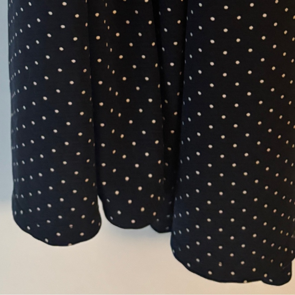 Vintage Navy Shadow Polka Dot Dress 12-14+ Wraparound - Picture 12 of 15